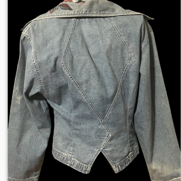 Vtg Pam Bee Collection Denim Heart Cropped 80s / 90s Y2K Sz M Jean Jacket - Picture 4 of 10